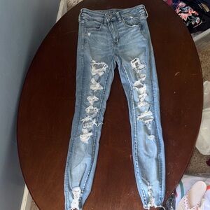 American Eagle Outfitters Womens Light Blue Distressed Skinny Jeans
